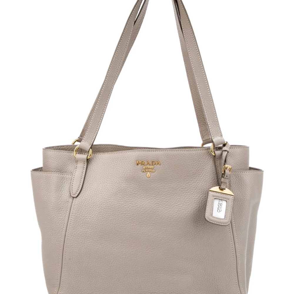 Authentic Prada Vitello Daino Leather Shoulder Tote  Bag